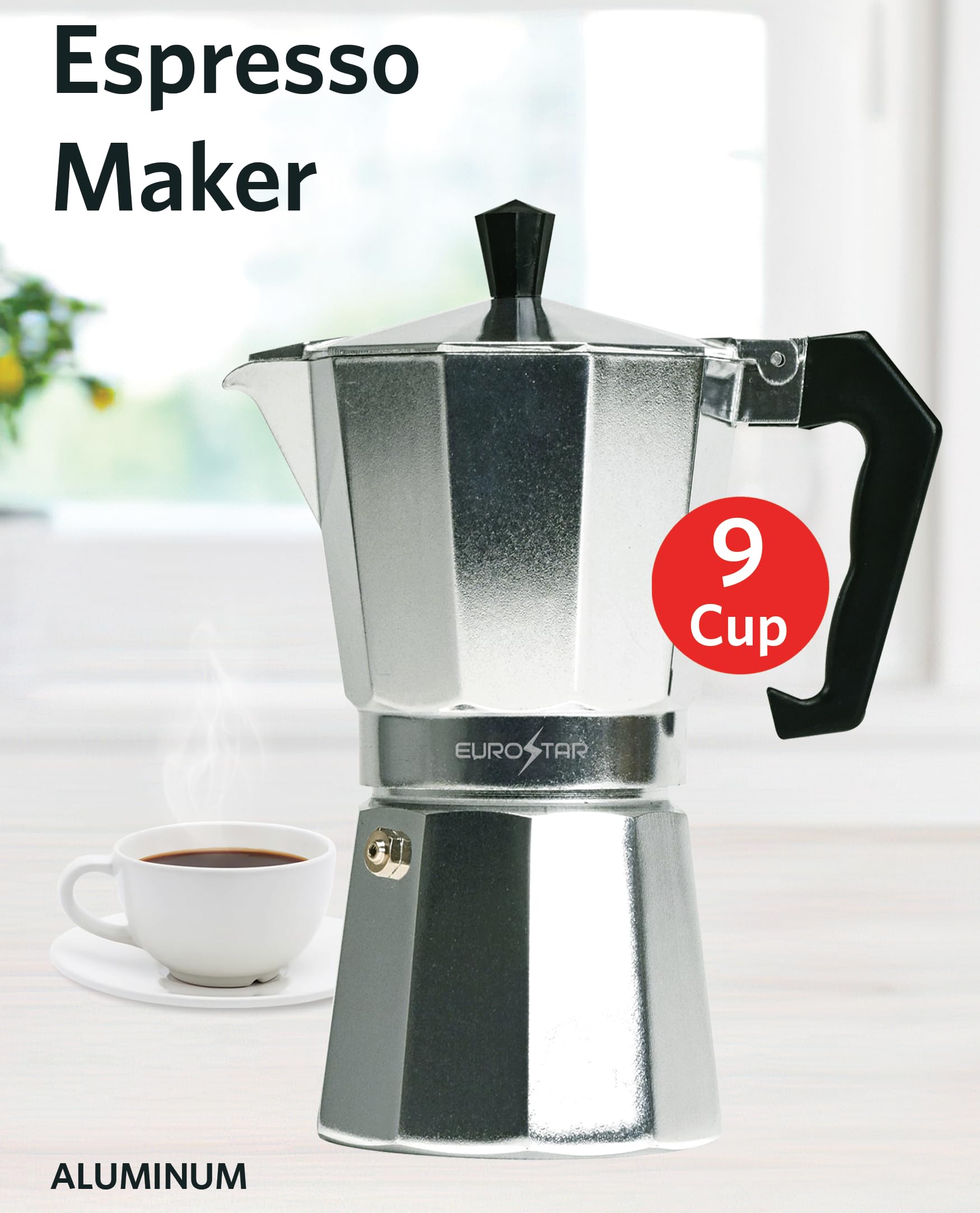 Amazon.com: EUROSTAR Aluminum Stovetop Espresso Maker (9 CUP